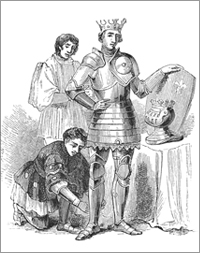 Henry being dressed in his armor